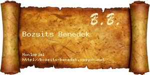 Bozsits Benedek névjegykártya